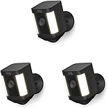 Ring Spotlight Cam Plus, Battery | Two-Way Talk, Color Night Vision, and Security Siren (2022 release) | 3-pack, Black