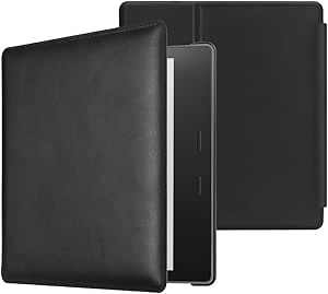 CaseBot Leather Case for Kindle Oasis (10th and 9th Gen, 2019 and 2017 Release) - Slim Fit Protective Cover, Black