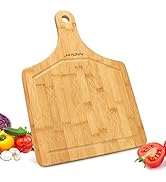 AVACRAFT Organic Bamboo Cutting Board with Handle, Wood Serving Board with Handle, Ideal Cutting ...