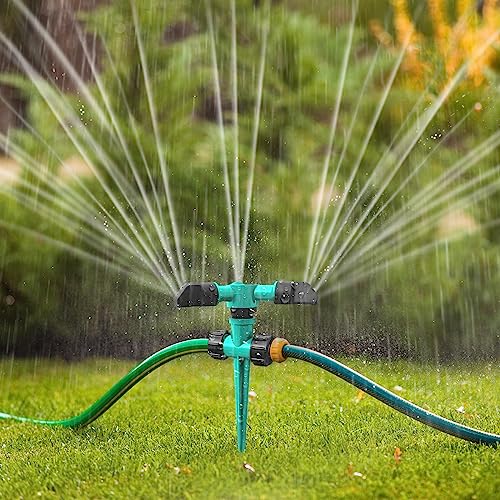 Lawn Sprinkler for Yard, Garden Water Sprinklers for Lawn, Yard Sprinklers 360 Degree Rotation Auto Irrigation System for Large Area, Adjustable Lawn and Garden Sprinklers for Kids