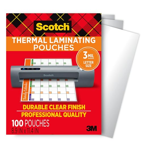 Scotch Thermal Laminating Pouches, For Use With Thermal Laminators, 8.9 x 11.4 Inches, Letter Size Sheets, 100 Count (Pack of