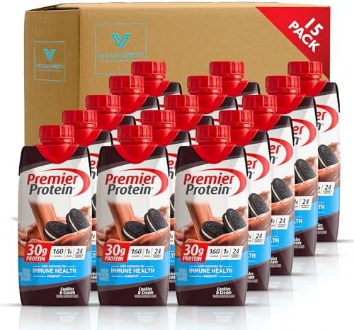 Premier Protien High Protein Shakes Variety Sampler Pack Cookies and Cream 11 Fl. Oz Each (15pk)