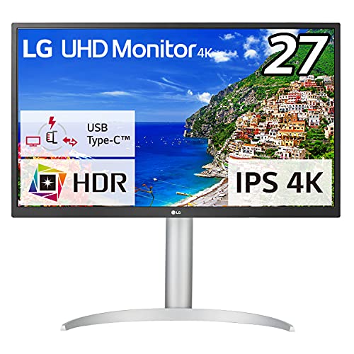 LG モニター ディスプレイ 27UP550-W 27インチ/4K/HDR/IPS非光沢/USB Type-C,HDMI×2,DisplayPort/FreeSync/高さ調節,ピボット対応 /3年安心・無輝点保証