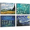 ゴッホアートパネル 4枚セット 飾り絵 有名な絵画 ポスターゴッホの絵Van Gogh複製画 壁掛けアート アートフレーム モダン アートボード インテリア 絵 インテリア部屋飾り 壁掛け（A, 30cmX40cm）