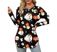 Womens Long Sleeve Round Neck Shirts Side Split Basic Loose Tunic Tops Casual 2024