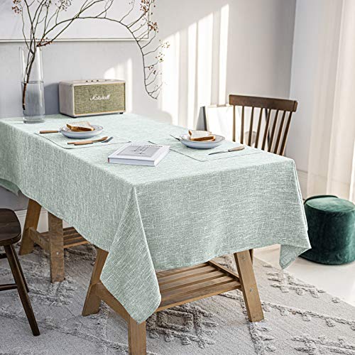 JSFLY Waterproof Cotton Linen Tablecloths Rectangle Dining Table Cloth, Wipe Clean Indoor & Outdoor Table Cover for Buffet Party and Banquets, 2 Table Mats（54