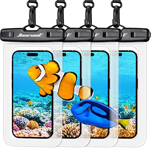 Hiearcool Waterproof Phone Pouch, Waterproof Phone Case, IPX8 Cellphone Dry Bag Compatible for iPhone 15 14 13 12 Pro Max Plus Cellphone Up to 8.3", Beach Essentials for Travel-Clear-4Pack