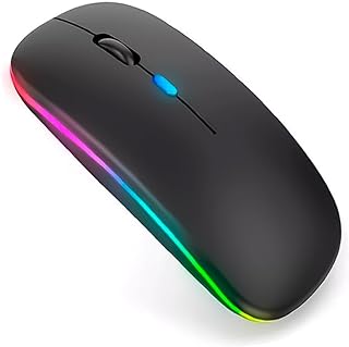 Mouse Sem Fio com Bluetooth Recarregável Óptico Wireless Silencioso Led Rgb Colorido Ergonômico Usb 2.4 Ghz para Notebook ...