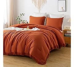 Andency King Size Comforter Set Burnt Orange, 3 Pieces Boho Terracotta Soft Lightweight Bedding Comforter Sets, Rust Tassel…