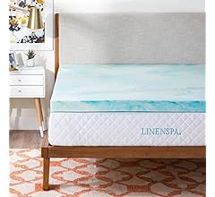 LINENSPA 3 Inch Gel Swirl Memory Foam Mattress Topper – Cooling Gel Infused – Pressure Relieving – CertiPUR Certified - Twi…