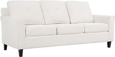 Naomi Home Raelynn Button Tufted Sofa Affordable Cream Modern Sofa - Microfiber Couch for Small Spaces Sofa Cama para Sala Modernos Baratos - Durable Sturdy Living Room Furniture Tool-Free Assembly