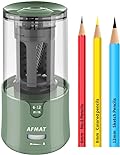 AFMAT Electric Pencil Sharpener, Auto Stop, Super Sharp & Fast, Electric Pencil Sharpener Plug in for 6-12mm No.2/Colored Pencils/Office/Home-Green