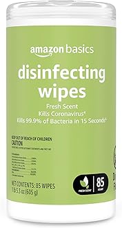 Image of Amazon Basics Disinfecting Wipes, Fresh Scent, 85 Count