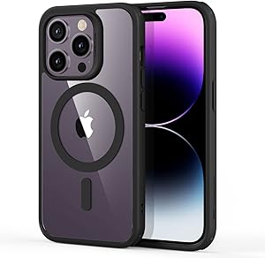 ESR for iPhone 14 Pro Case, Compatible with MagSafe, Shockproof Military-Grade Protection, Yellowing Resistant, Magnetic Phone Case for iPhone 14 Pro, Classic Hybrid Case (HaloLock), Clear Black