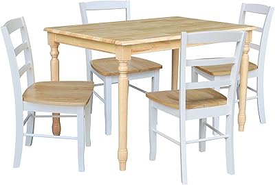 International Concepts K01-3048-C02-2-4 Table with chairs set, Natural/White