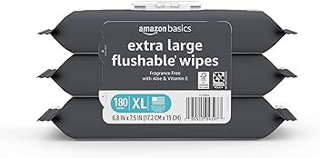 Image of Amazon Basics Extra Large Flushable Wipes, 60ct (Pack of 3)