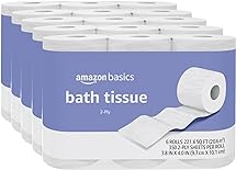 Amazon Basics 2-Ply Toilet Paper, 30 Rolls = 120 Regular Rolls, Unscented, 350 Sheet, (Pack of 30)