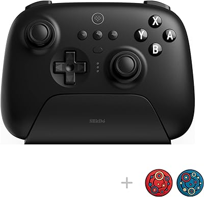 8Bitdo Ultimate Bluetooth Controller with Charging Dock, 2.4g Wireless Pro Gamepad with Back Buttons, Hall Joystick, Motion Controls and Turbo Function for Switch, Steam Deck & PC Windows (Black)