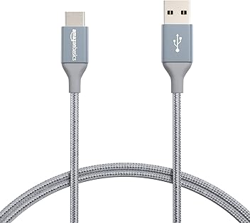 Image of Amazonベーシック USB C ケーブル (USB-C to USB-A 2.0) 高速充電 ナイロン編みコード 速度480Mbps USB-IF認証取得 Apple iPhone 15/iPad/Samsung Galaxy/タブレット/ノートパソコン用 0.9 m ダークグレー