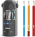 AFMAT Electric Pencil Sharpener for Colored Pencils 7-11.5mm, Fully Automatic Robot Pencil Sharpener, Auto in & Out, Rechargeable Hands-Free Pencil Sharpener for Large Pencils, Home, Classroom, Gray