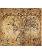世界地図 ポスター アンティーク マップ ヴィンテージ 壁飾り 布製 ワールドマップ 古地図 (150㎝150㎝)