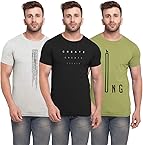 BULLMER Mens HalfSleeve Round Neck Printed Cotton Tshirt - Combo Tshirt - Pack of 3 Multicolour