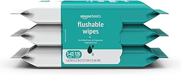 Amazon Basics Flushable Adult Toilet Wipes, Fragrance Free, 126 Count (3 Packs of 42) Packaging May Vary