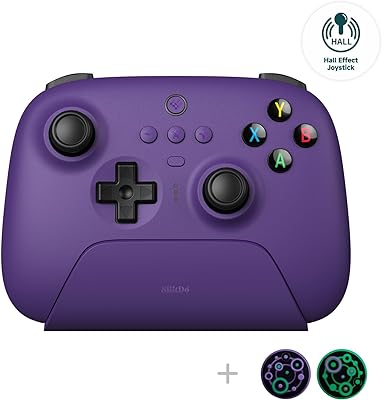 8Bitdo Ultimate 2.4g Wireless Controller with Charging Dock, Hall Effect Joystick Update, Pro Gamepad with Back Buttons & Turbo Function for PC, Android, Steam Deck & Apple (Purple)