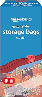 Image of Amazon Basics Slider Gallon Food Storage Bags, Stand & Fill, 90 Count