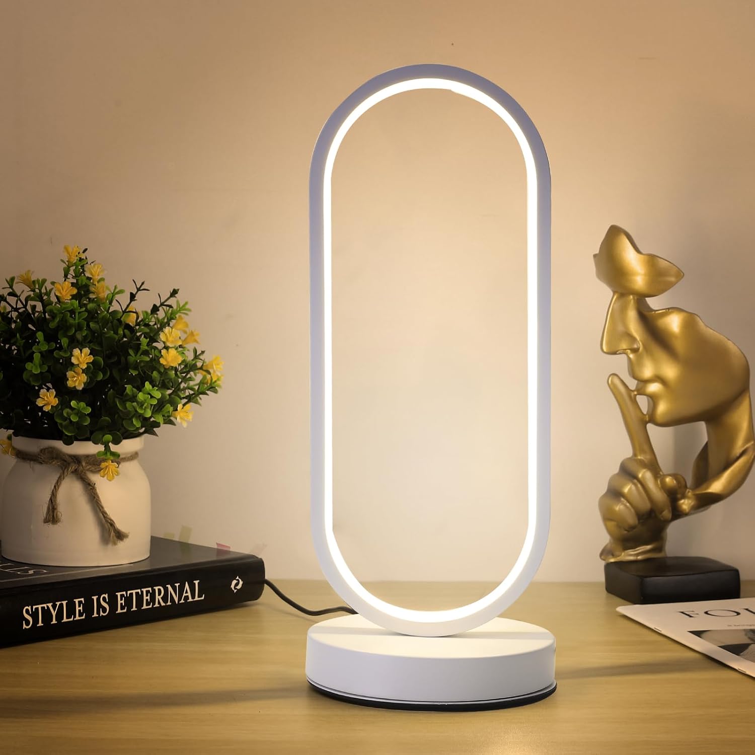 Bedside Lamp Qi Wireless Charger LED Desk Lamp with Touch Control 3 Light Hues,Table Lamp Eye-Caring Reading Light for Kids, Adults, Home, Dorm and Office,Wireless Charge for All Qi Devices
