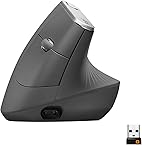 Logitech MX Vertical, Ergonomische Kabellose Maus, Bluetooth und 2.4 GHz Verbindung via Unifying USB-Empfänger, 4000 DPI Sensor, Wiederaufladbarer Akku, 4 Tasten, Multi-Device, PC/Mac/iPadOS - Graphit