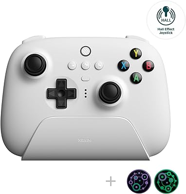 8Bitdo Ultimate 2.4g Wireless Controller with Charging Dock, Hall Effect Joystick Update, Pro Gamepad with Back Buttons & Turbo Function for PC, Android, Steam Deck & Apple (White)