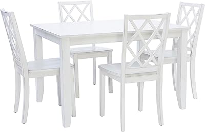 Powell White Elton Five Piece Dining Set with Rectangular Table and Four Chairs