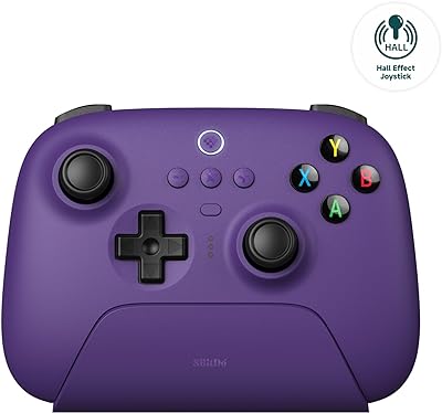 8Bitdo Ultimate 2.4G Wireless Controller, Hall Effect Joystick Update, Gaming Controller with Charging Dock for PC, Android, Steam Deck & Apple, Purple