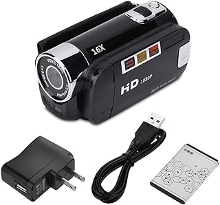 filmadora full hd vintage, câmera de vídeo câmera de vídeo digital para viagens de negócios (preto)