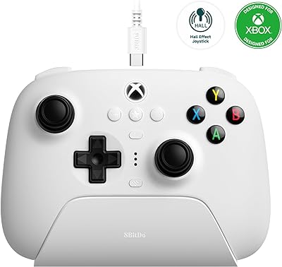 8BitDo Ultimate 3-mode Controller for Xbox, Hall Effect Joysticks and Hall Triggers, 2 Pro Back Paddle Buttons, Wired for Xbox Series X|S and Xbox One, Wireless for Windows and Android - Officially Licensed (White)