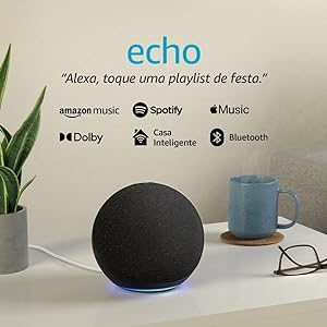 Echo com Alexa (4ª Geração): Com som premium e hub Zigbee de casa inteligente - Cor Preta
