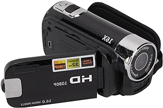 Filmadora de vídeo digital, gravador de câmera portátil 16MP Full HD 1080P 270° Rotação para presentes(Preto)