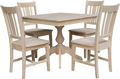 IC International Concepts Table with 4 Chairs, Onesize, Unfinished