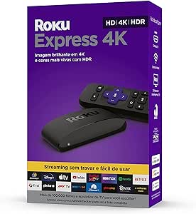 Roku Express 4K | Dispositivo de streaming para TV HD/4K/HDR compatível com Alexa, Siri e Google, controle remoto e cabo HDMI inclusos