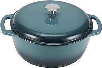 Image of Amazon Basics Enameled Cast Iron Round Dutch Oven with Lid and Dual Handles, Heavy-Duty, 6-Quart, Gray