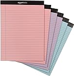 Amazon Basics Wide Ruled 8.5 x 11.75-Inch 50 Sheet Lined Writing Note Pad, Pack of 6, 300 Count, Multicolor