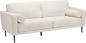 Signature Design by Ashley Caladeron Mid-Century Modern Chenille Sofa, Off-White