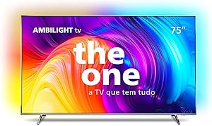Smart TV 75&#34; 4K 120 Hz Philips THE ONE, Google TV, Ambilight, P5, DTS Play-Fi, Freesync, Dolby Vision Atmos, 50W RMS 2.1-75PUG8807/78