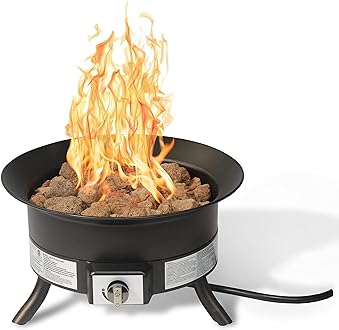 Image of Amazon Basics 19-Inch 55,000 BTU Round Portable Propane Gas Fire Pit with Carry Strap