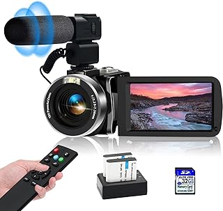 YEEIN Câmera de vídeo 4K com tela sensível ao toque de 3 polegadas e cartão 32G, câmera digital WiFi, zoom digital 18x, câ...