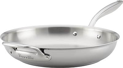 Breville Thermal Pro Stainless Steel Frying Pan / Fry Pan / Skillet with Helper Handle - 12.5 Inch, Silver