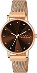 LOUIS DEVIN Rose Gold Plated Mesh Chain Analog Wrist Watch for Women (Brown Dial) | LD-RG173-BRW