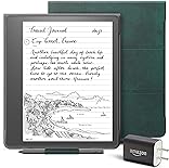 Kindle Scribe Essentials Bundle including Kindle Scribe (16 GB), Basic Pen, Brush Print Folio Cover with Magnetic Attach - Foliage Green, and Power Adapter