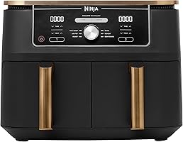 Ninja Foodi MAX Dual Zone Heißluftfritteuse, 9,5L Airfryer, 2 Fächer, mit Zange, Antihaftbeschichtung,...